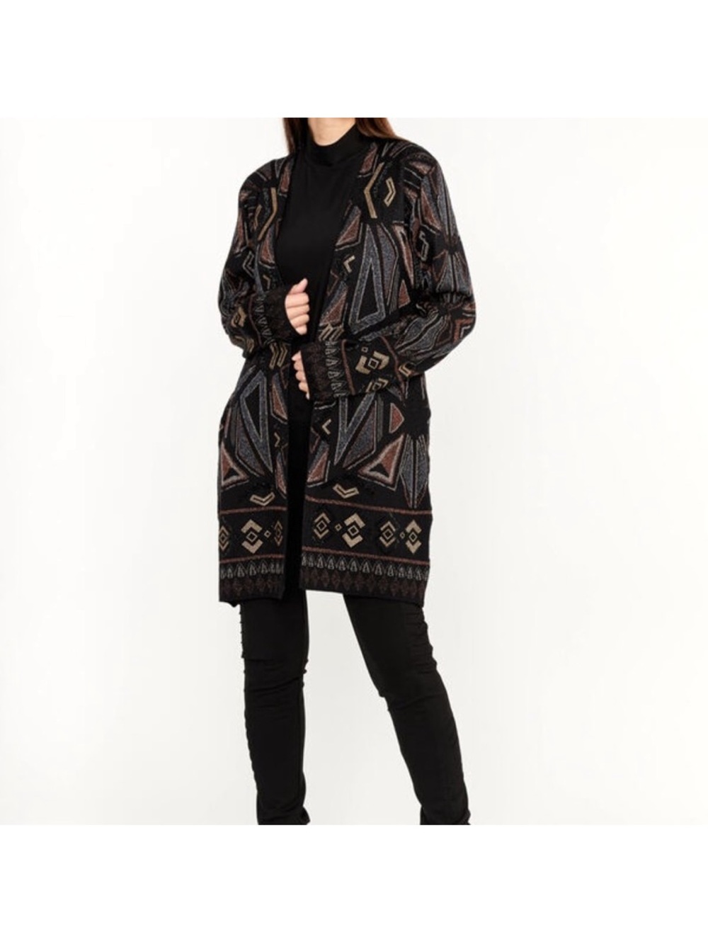 Frank Lyman open-front geometric cardigan